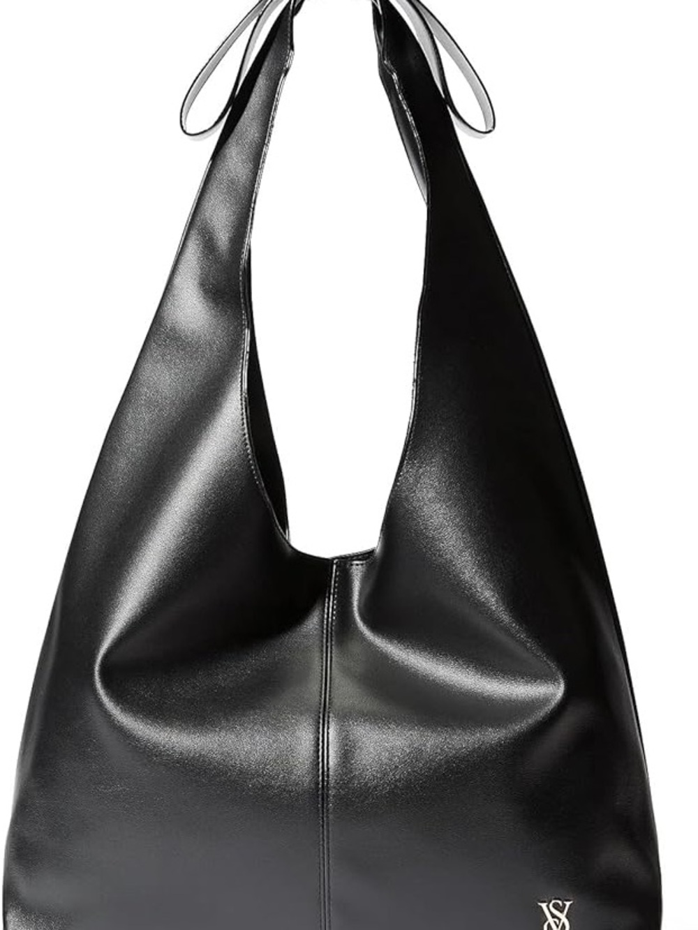 Victoria’s Secret Black Bow Tote Bag Slouchy Shoulder Purse Faux Leather - Picture 3 of 3